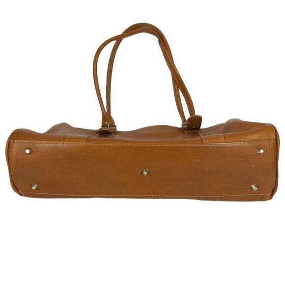 Piel Womens Leather Briefcase Tote Camel Laptop Bag Multiple Pockets Executive - Picture 3 of 10